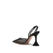 Amina Muaddi Black Polyester Platform Pumps