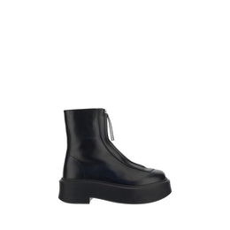 The Row Black Calf Leather Bos Taurus Ankle Boots