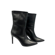 Borbonese Black Leather Women Boot with Stiletto Heel
