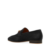 Gucci Black Fabric Slip-On Loafers