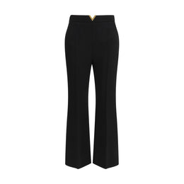 Valentino Black Fleece Wool Flared Pants