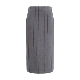 Brunello Cucinelli Gray Cotton Midi Skirt