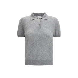 Allude Gray Cashmere Shortsleeve Shirt