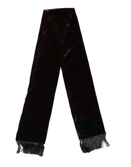 Dolce & Gabbana Black Red Rayon Geometric Pattern Fringe 140cm X 16cm  Scarf