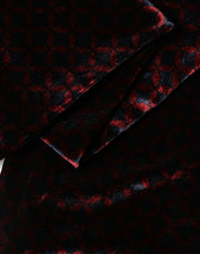 Dolce & Gabbana Black Red Rayon Geometric Pattern Fringe 140cm X 16cm  Scarf