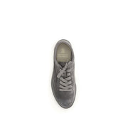 Brunello Cucinelli Gray Calf Leather Bos Taurus Low Top Sneakers