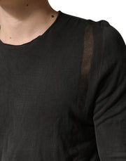 Dolce & Gabbana Dark Grey Cotton Crewneck Short Sleeve