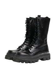 Dolce & Gabbana Black Leather Trek Sole Combat Boots Shoes