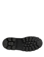 Dolce & Gabbana Black Leather Trek Sole Combat Boots Shoes