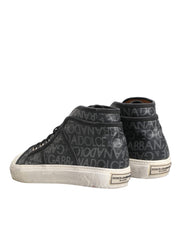 Dolce & Gabbana Black White Canvas Logo Mid Top Sneakers Shoes