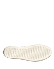 Dolce & Gabbana Black White Canvas Logo Mid Top Sneakers Shoes