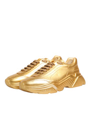 Dolce & Gabbana Gold Leather Daymaster Chunky Sneakers Shoes