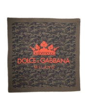 Dolce & Gabbana Green Camouflage Logo Cashmere 138cm x 137cm Men Scarf