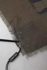 Dolce & Gabbana Green Camouflage Logo Cashmere 138cm x 137cm Men Scarf