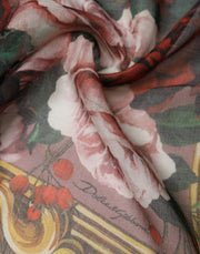 Dolce & Gabbana Multicolor Floral Cashmere Square Stole 134cmx134cm Scarf