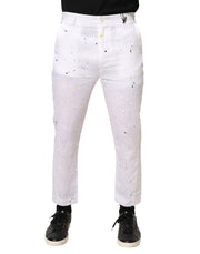 Daniele Alessandrini White Paint Print SkinnyFit Trouser Pants