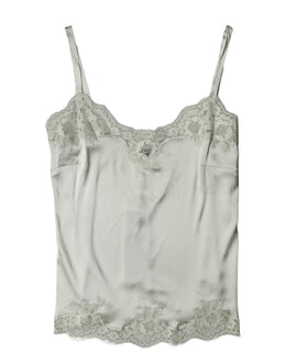Dolce & Gabbana Light Green Floral Lace Lingerie Top Underwear