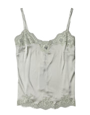 Dolce & Gabbana Light Green Floral Lace Lingerie Top Underwear