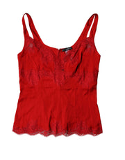 Dolce & Gabbana Red Silk Floral Lace Lingerie Top Underwear