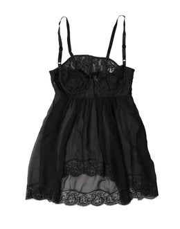 Dolce & Gabbana Black Silk Floral Lace Lingerie Top Underwear