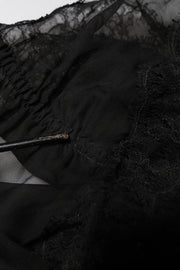 Dolce & Gabbana Black Silk Floral Lace Lingerie Top Underwear