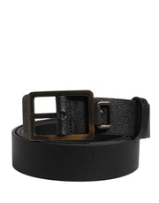 Dolce & Gabbana Black Calf Leather Gold Metal Buckle Belt