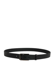 Dolce & Gabbana Black Calf Leather Gold Metal Buckle Belt