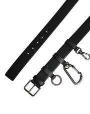 Dolce & Gabbana Black Calf Leather Silver Metal Buckle Belt