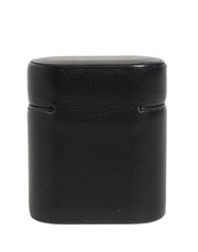 Dolce & Gabbana Black Calf Leather Logo Print Flip Holder Airpods Case