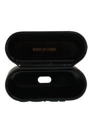 Dolce & Gabbana Black PVC Embossed Logo Flip Holder Women Airpods Case