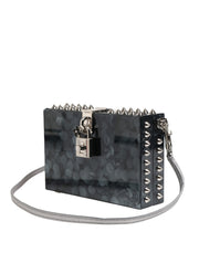 Dolce & Gabbana Black Acrylic Plexiglass Studded DOLCE BOX Clutch Bag