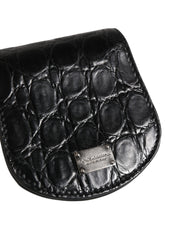 Dolce & Gabbana Black Exotic Skin Condom Case Holder Pocket Wallet