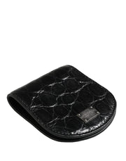 Dolce & Gabbana Black Exotic Skin Condom Case Holder Pocket Wallet