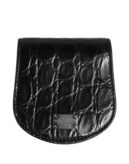 Dolce & Gabbana Black Exotic Skin Condom Case Holder Pocket Wallet
