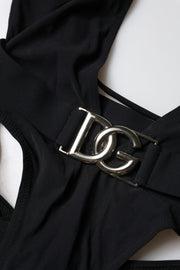 Dolce & Gabbana Black DG Nylon One-Piece Swimsuit Swimwear