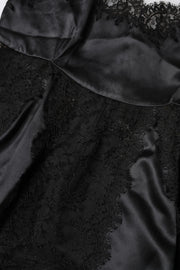 Dolce & Gabbana Black Silk Lace Trim Lingerie Top Underwear