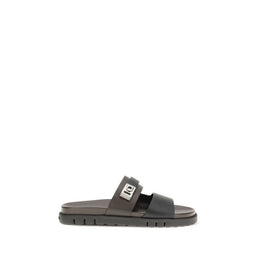 Ferragamo Black Calf Leather Bos Taurus Sandals