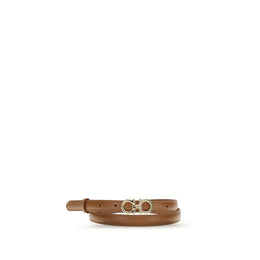Ferragamo Beige Calf Leather Bos Taurus Thin Belt