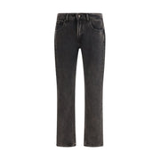 7FOR Black Cotton Straight-Leg Jeans
