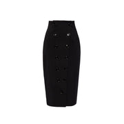 Alaïa Black Elastane Midi Skirt