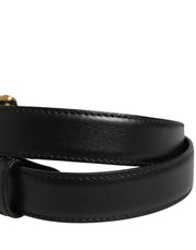 Dolce & Gabbana Black Leather DG Logo Embellished Buckle Belt