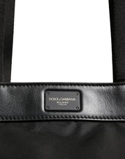 Dolce & Gabbana Black Leather #DGFamily Patch Shopping Tote Borse Bag