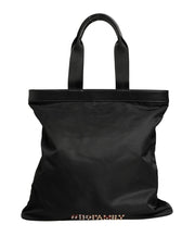 Dolce & Gabbana Black Leather #DGFamily Patch Shopping Tote Borse Bag