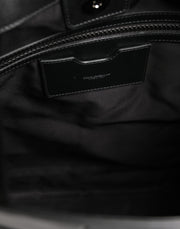 Dolce & Gabbana Black Leather #DGFamily Patch Shopping Tote Borse Bag