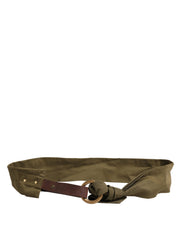 Ermanno Scervino Army Green Cotton Round Buckle Waist Belt