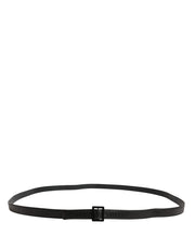 Costume National Black Leather Square Metal Buckle Waist Belt