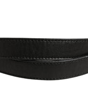 Costume National Black Leather Square Metal Buckle Waist Belt