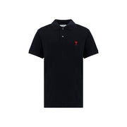 Ami Paris Black Cotton Polo Shirt