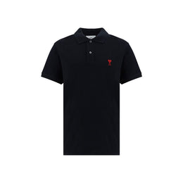 Ami Paris Black Cotton Polo Shirt