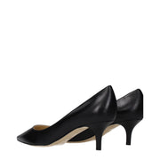 Jimmy Choo Black Leather Mid Heel Pumps